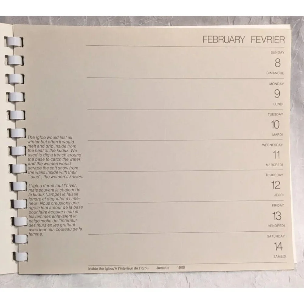 1976 Inuit Calendar Planner Settlements Habitations Artist Engagement Canada Vtg